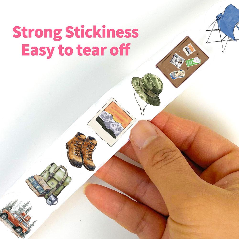 500PCS Happer Camper Roll Stickers Nostalgia Skateboard Colorful Sealing Decoration Personalized Art Landscape Harajuku Sticker