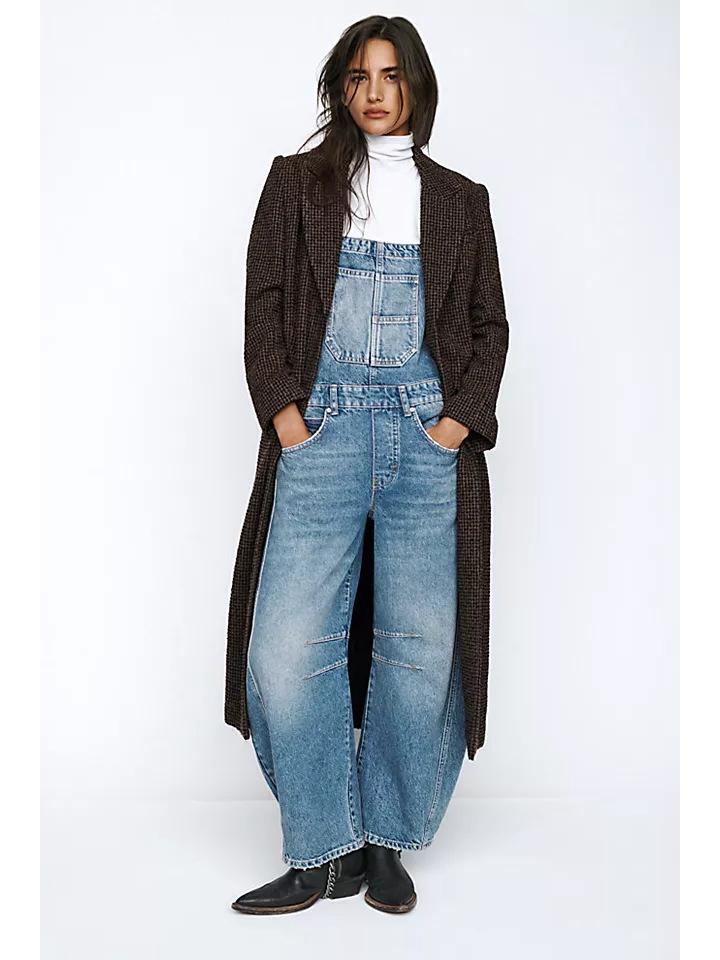 European & American Retro Washed Loose Straight-Leg Denim Overalls