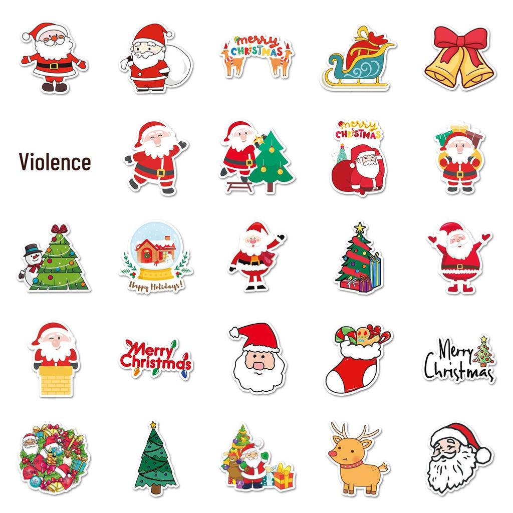 100 Christmas Graffiti Cartoon Festival DIY Stickers: Skateboard, Water Bottle & Luggage - Waterproof, Unique & Expressive!