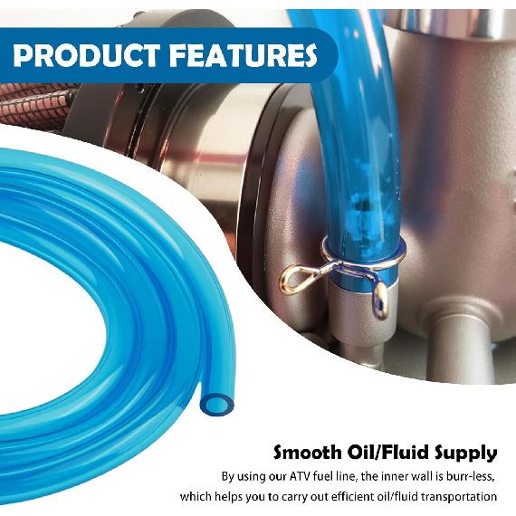 3,28 Fuß Motorrad-Kraftstoffleitungsschlauch mit Außendurchmesser 8 mm / Innendurchmesser 5 mm, PVC-Motorrad-Kraftstoffschlauch für den Transport von Öl/Flüssigkeit, Zuschneidbares Motorradzubehör Gasleitung