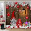 Christmas Elf Shower Curtain Rug Bathroom Set Snowman Fawn Xmas Gift Happy New Year Shower Curtain Set Bathroom Decoration