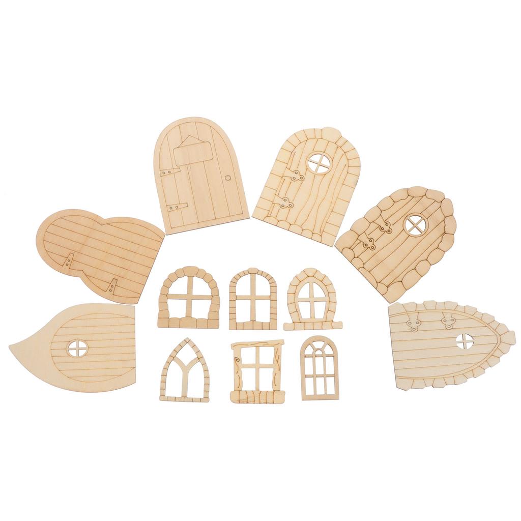 48Pcs DIY Fairy Doors Wood Chips Blank Unfinished Wooden Slices for Art Projects Home Decoration Painting Craft Boards