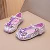 Cartoon Fashion Rhinestone Sequins Girls Single Shoes 2025 Summer New Shallow Mouth Children Princess Shoes Baby Crystal Shoes