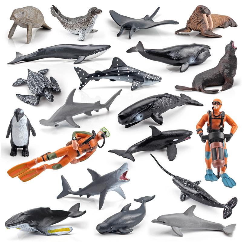 Realistic Pvc Orca Devil Fish Sea Lion Penguin Dolphin Ocean Animal Diver Model Set
