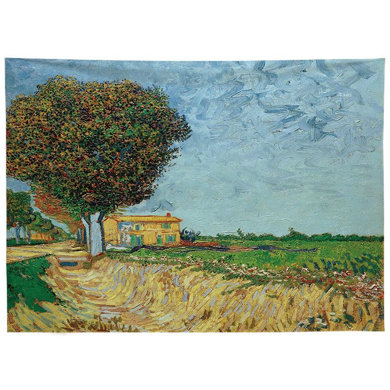 Nordic Style Oil Painting Background Cloth, INS Hanging Cloth, Bedroom, Dormitory, Guesthouse Decoration, Bedside Background Wall Cloth, Tapestry