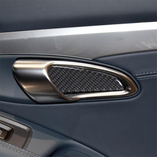 2Pcs Carbon Fiber Door Handle Bowl Cover Trim For Porsche 718 Boxster Cayman