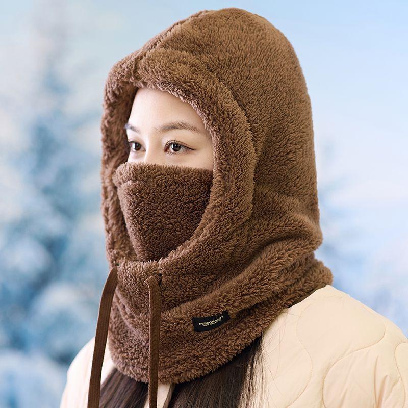 Men and Women In Winter Windproof and Warm Pullover Hat Outdoor Riding Plus Velvet Sweatshirt Hat Scarf Integrated Hat