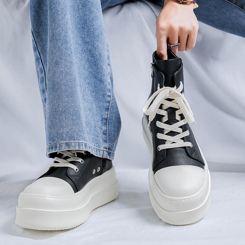 thick-soled high-top board shoes men's and women's American niche high-street locomotive couple height-increasing canvas shoes 18456-R