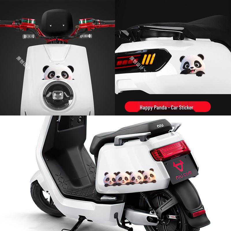 Panda Car Sticker: Cute, Creative, Waterproof, Scratch Cover, Decorative for Electric Vehicles