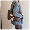 Retro Style Large Capacity Tote Bag Soft Faux Leather Shoulder Handbag with Zipper Closure for Daily Commute