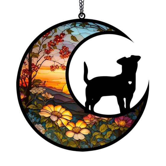 Pet Memorial Suncatcher Angel Cat Dog Sun Catcher Panel Stained Glass Window Hanging Ornaments Pet Loss Sympathy Gift for Pet Lovers G