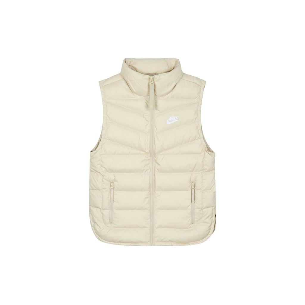 Nike Logo Print Pattern Zipper Warm Stand Collar Down Vest Women Vest White DR1591-206