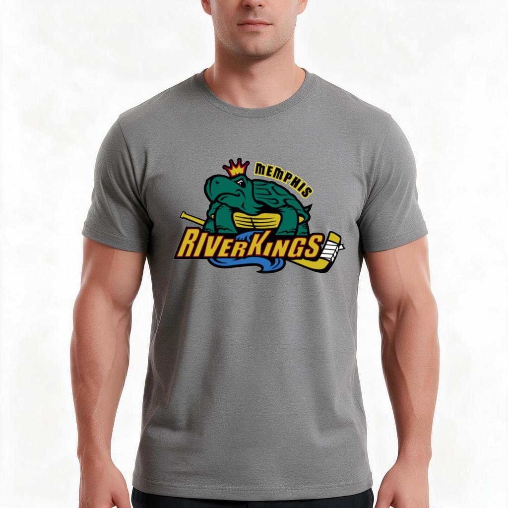 Vintage Memphis Riverkings Hockey Logo TShirt Summer Casual Cotton Tee Oversized Streetwear Tops Vintage Graphic Print