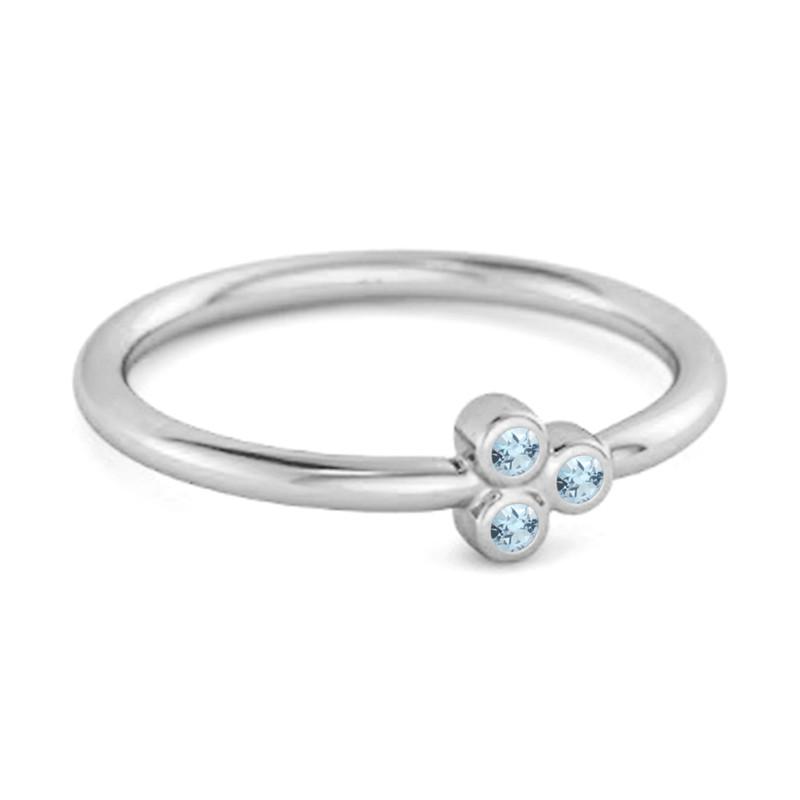 Blue Topaz Triple Bezel Cluster Ring - 925 Sterling Silver