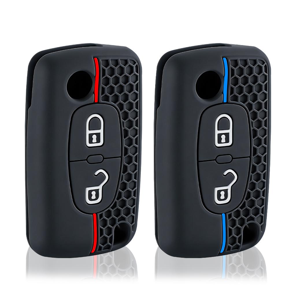 2 Button Silicone Car Key Cover Case Holder For Peugeot 206 308 3008 Expert Partner Citroen C3 Pluriel Picasso Berlingo