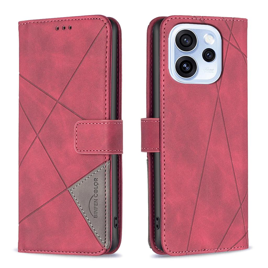 Für Oppo Reno15 F 5G Handyhülle BINFEN COLOR Geldbörse Ständer Geometrisch geprägte Lederhülle