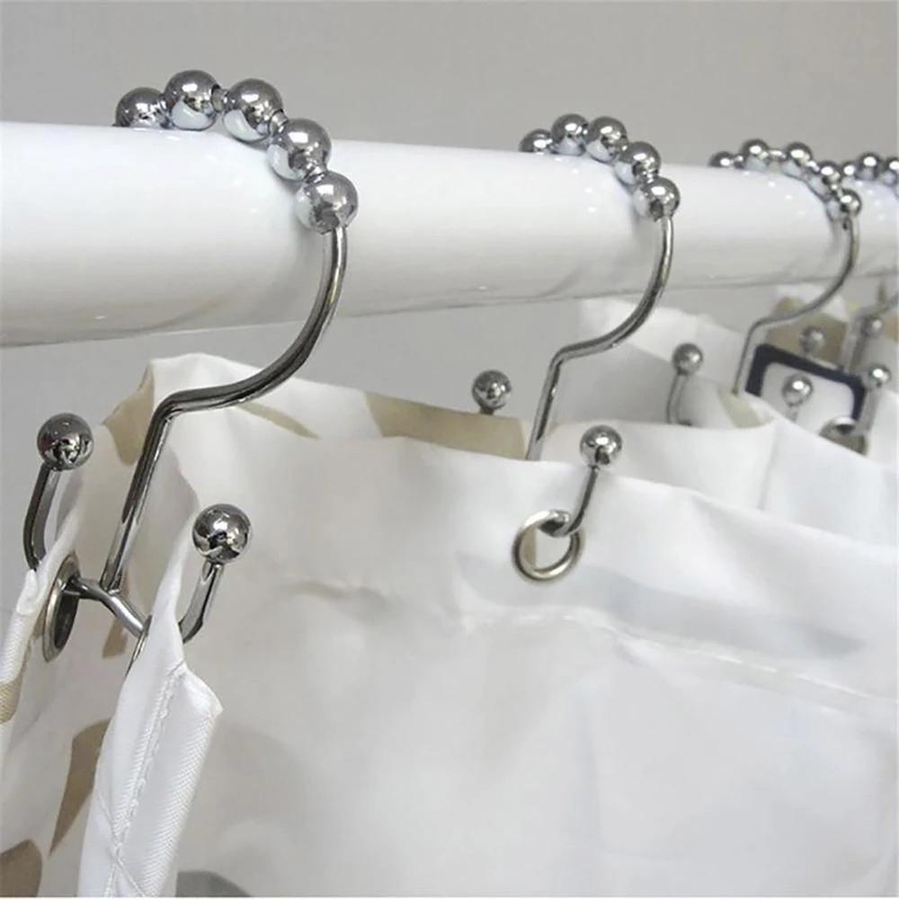 Shower Curtain Hooks Rustproof Curtain Rings Stainless Steel Curtain Hooks Roller Glide Shower Hook Ring for Window Shower Rods