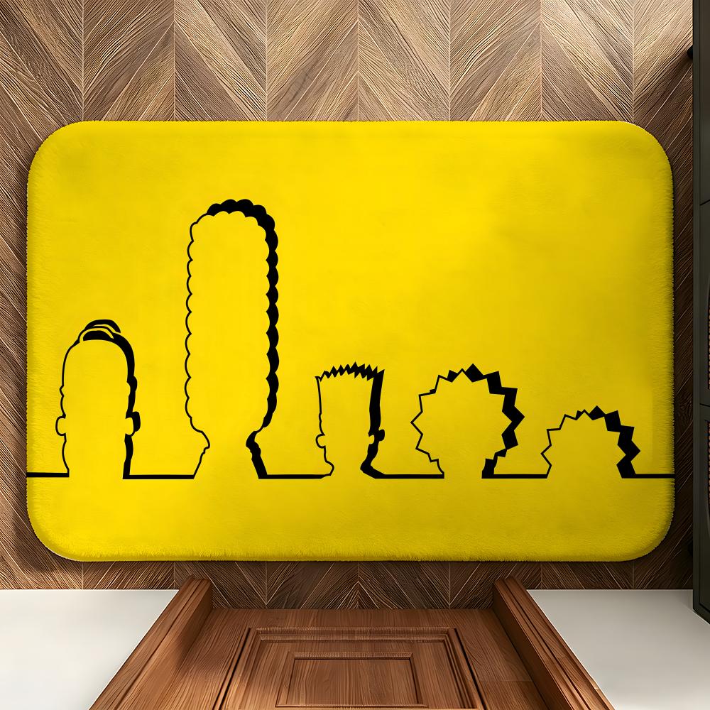 Cartoon T-The S-Simpsons Floor Mat Soft Flannel Floor Mat  Suitable for Entryways, Living Rooms, Bedrooms, and Bathrooms