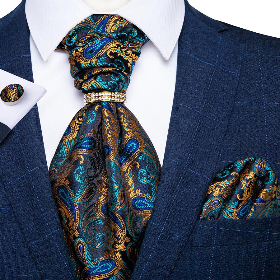 Corbata de moda masculina con anillo Ascot Corbata casual para hombre Negro  Ascot Paisley Corbata Hanky Cufflink Set Dibangu comprar a buen precio —  entrega gratuita, reseñas reales con fotos — Joom