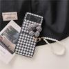 Applicable To Samsung ZFlip3 Folding Phone Leather Case Zflip4 Flower Pearl Bracelet Pokcet S Protective Case