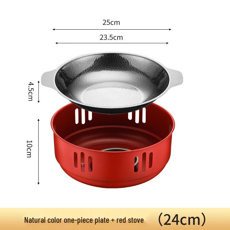 ZISIZ Stainless Steel Hammered Alcohol Stove Hot Pot Set