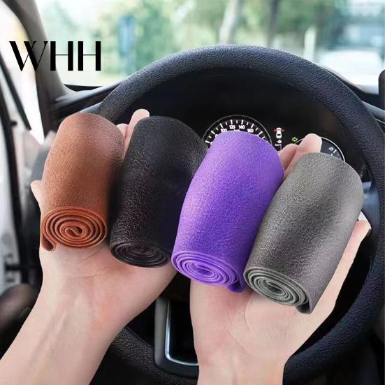 All-weather Car Steering Wheel Cover Silicone Solid Color Wear Resistant Decorative Auto Accessory Non-slip Design Simple Installation Universal