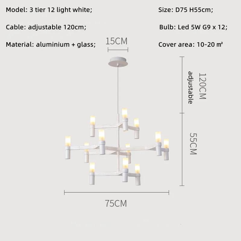 Nordic Luxury Modern LED Chandelier Designer Kitchen Pipe Chrome Lamp Hotel Living Room Room Room Decoration Lighting Fixtures
