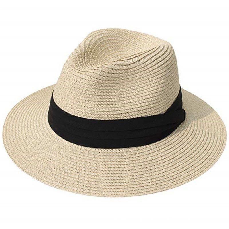 Women's Straw Hat Panama Star Top Hat Sun Shade Foldable Couple Hat Beach Hat