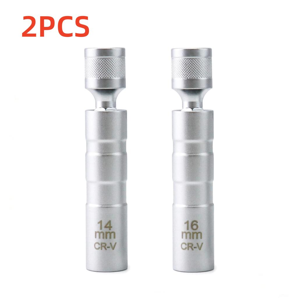 2Pcs Spark Socket Wrench Key Adapter Thin Wall 3/8" Drive 14mm 16mm Spark Plug Magnetic Remove Removal Gap Tool