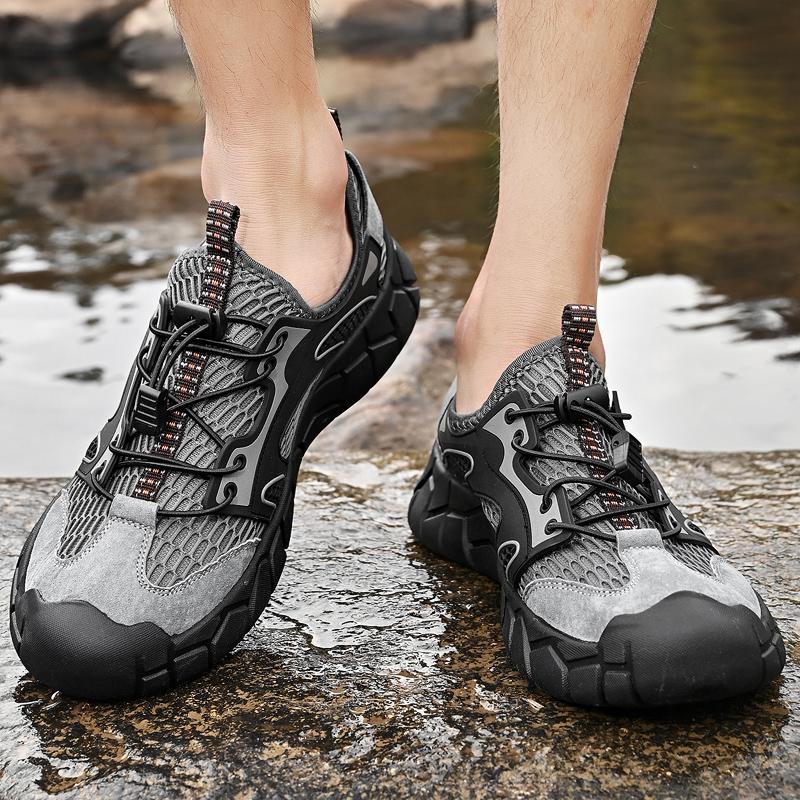 Fashion Mens Hollow Out Casual Shoes Stylish Summer Mesh Sneakers Non-Slip Canyoning Shoes Outdoor Walking Trainers Tennis Shoes Loafers