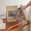 Magazine Holder Book Stand with 3 Vertical Compartments Hollow Design Rustproof Storage Rack Office Desk Organizer