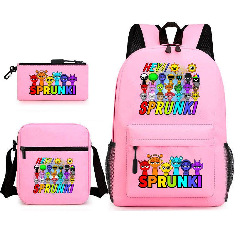 New Game Merchandise Primary School Bag Rhythm Box Sprunki Cartoon Starry Sky Backpack 3-piece Set L