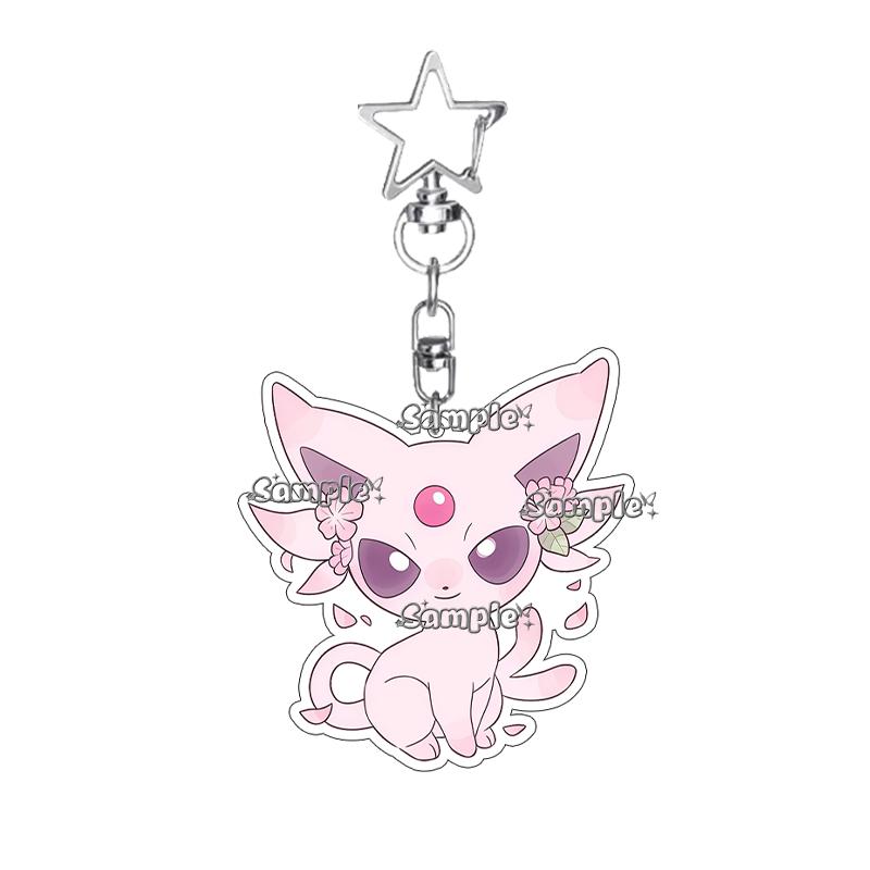 Anime Cartoon Umbreon Eevee Espeon Acrylic Keychain Key Chain Ring Backpack Charm Accessories Homemade Pendant Gift for Friends