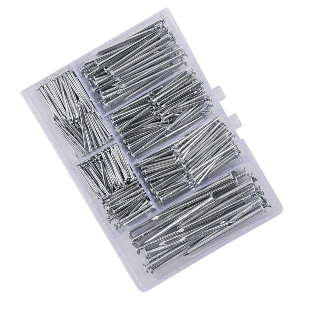 350Pcs Hardware Nails Assortment Set Picture Hanging Nails Iron Wall Nails with Box for Hanging Picture Craft Projects