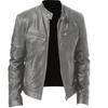 Mens Motorcycle Leather Jacket Slim Fit Short-Coat Lapel PU Jackets Autumn Zipper Stand Windproof Leather Coat Mens Clothing