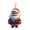 Christmas Ornament Smiling Santa Claus Holding Gift Pendant 3D Effect Acrylic Hanging Pendant Festive Home Decor