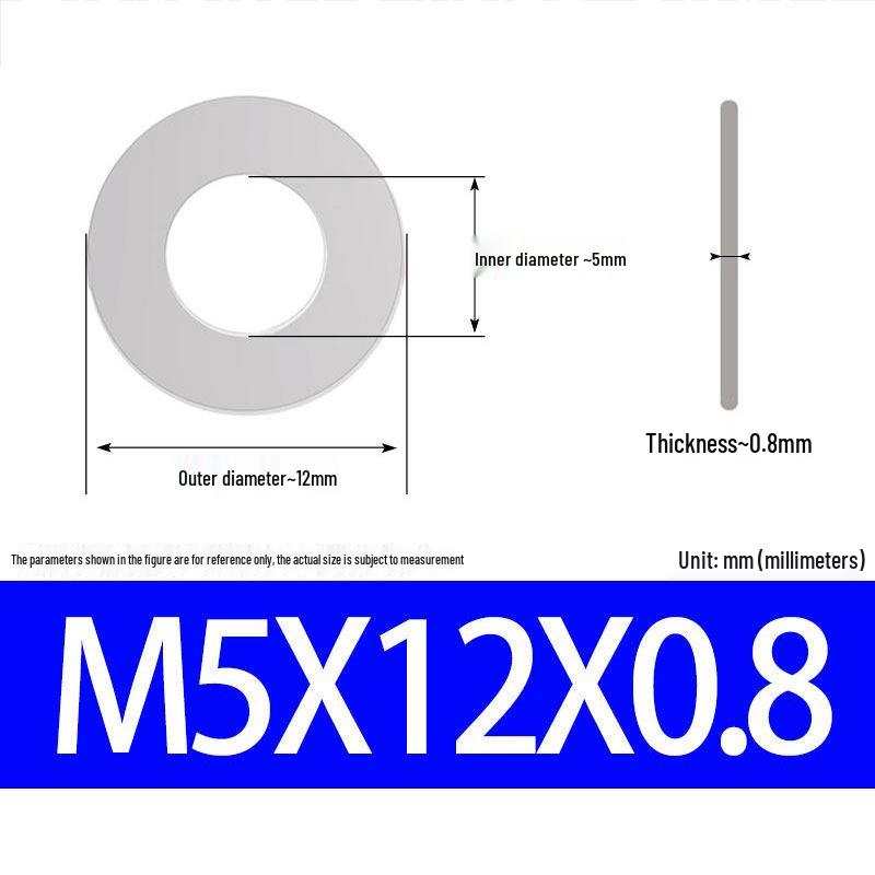 304 Stainless Steel Ultra-Thin Flat Washer, Thickness: 0.1/0.2/0.3/0.4/0.5 Mm, Sizes M1-M8
