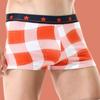 Herren-Shorts, Höschen, atmungsaktive Sport-Shorts mit Karomuster, U-konvexer 3D-Schritt-Unterwäsche, bequem, stylisch, elastischer Bund, breite Boxershorts