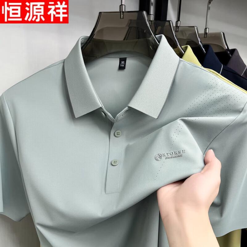 Hengyuanxiang Men s Breathable Anti-Wrinkle Business Casual Polo Shirt 3XL