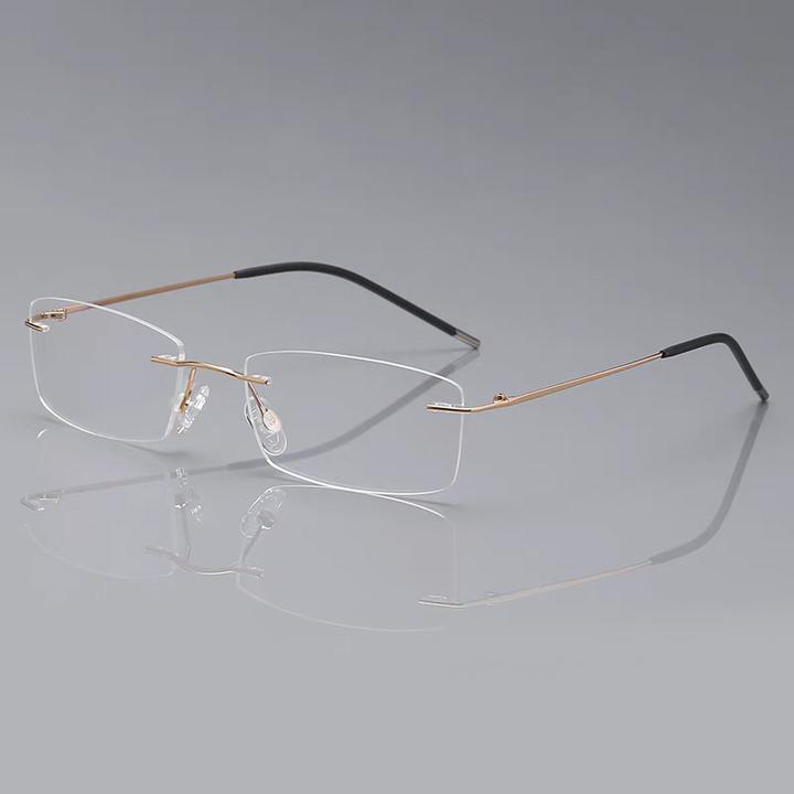 

Синий свет Гибкие сверхлегкие очки для чтения Оправа для очков с эффектом памяти из титана без оправы Оправа для очков с диоптриями +100 золотой