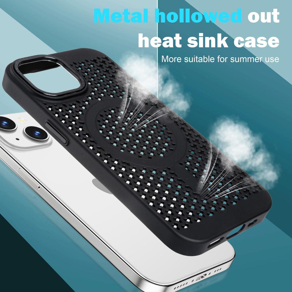 For Apple 15pro Magnetic Case for IPhone Hollow Heat Dissipation Anti-fall Mobile Phone Protective Cover Magnetic Heat Dissipation