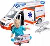 Spielzeug Krankenwagen mit Geräuschen und Lichtern Trage + Batterien