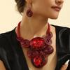 New Design Trendy Crystal Gem Aluminum Wire Handmade Woven Statement Necklace And Earring Set For Women's Banquet Accessories