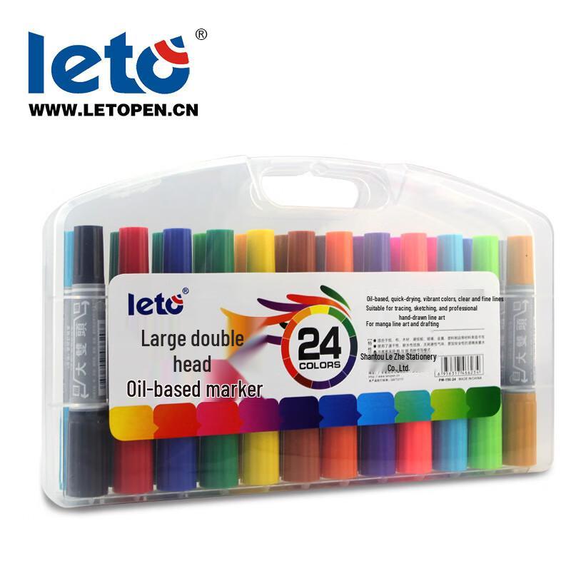 LETO PM-150-24 Dual-Tip Multi-Color Markers, 24-Pack