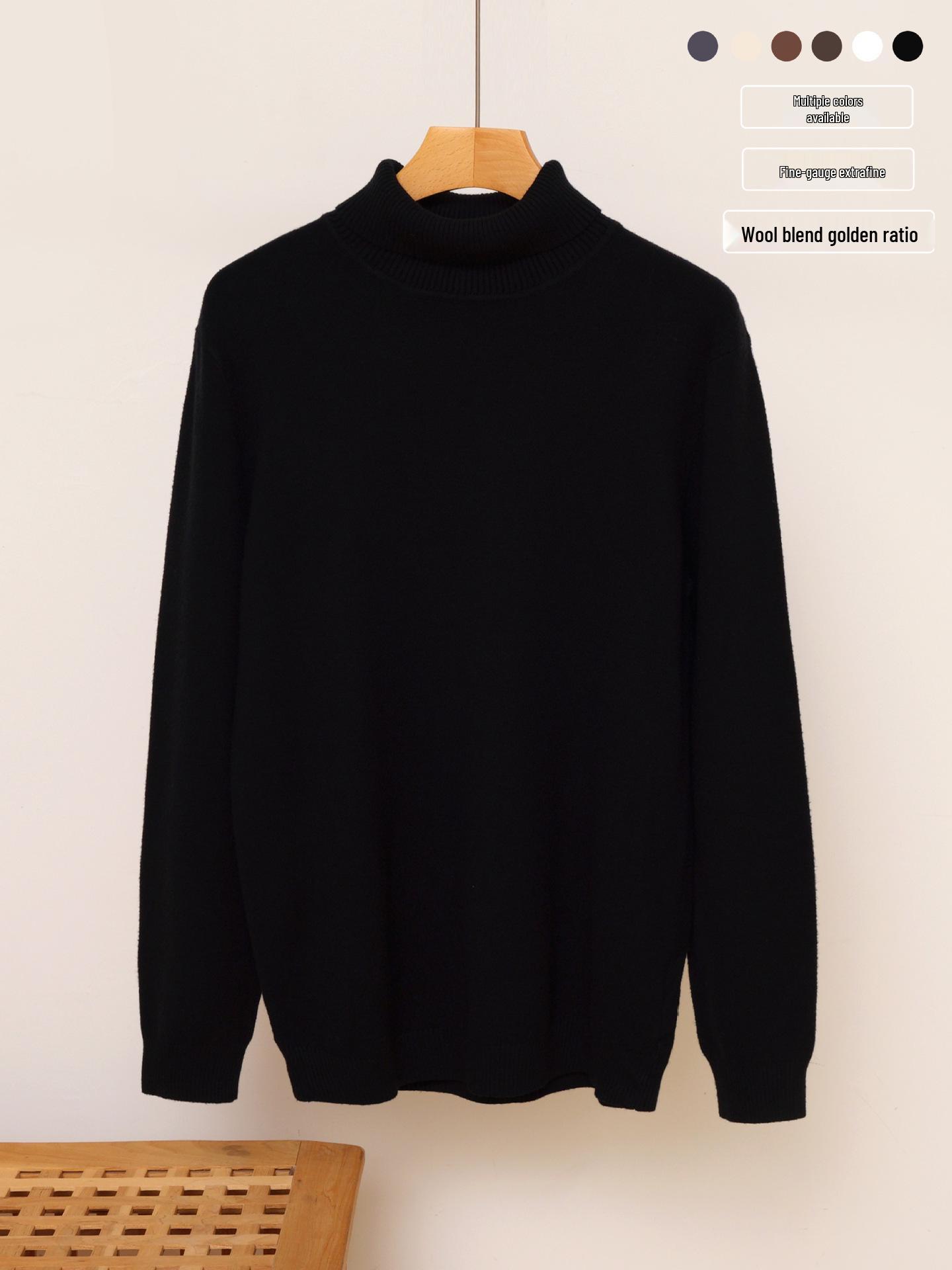 Men s Soft Wool High Neck Pullover Sweater for Autumn and Winter 4XL