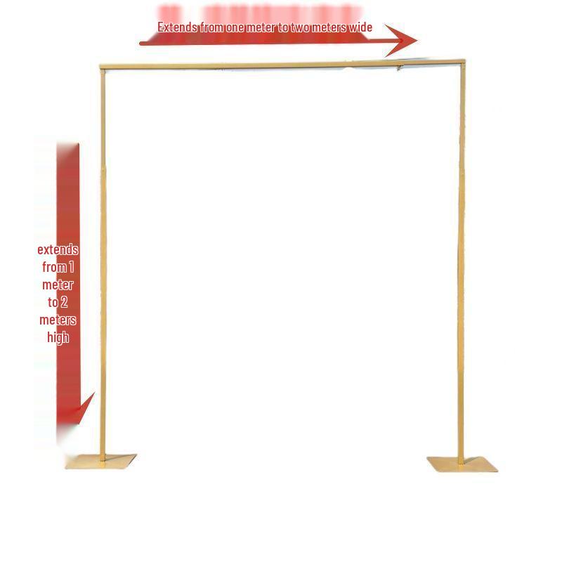Golden Wrought Iron Wedding Arch Telescopic Stand for Stage Decoration