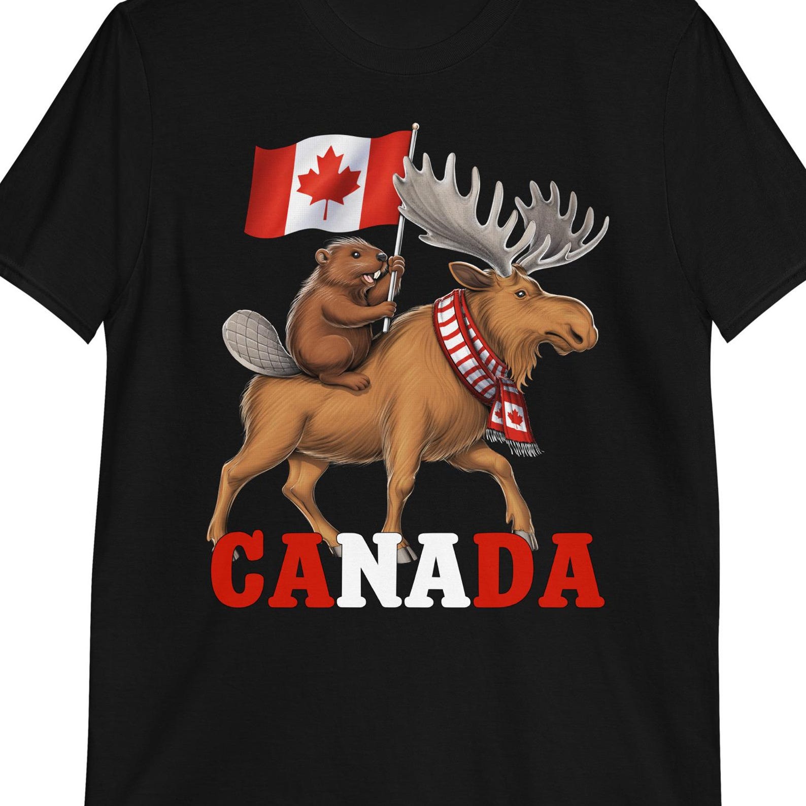 Canadian Moose Beaver T-Shirt: Canada Flag Tee 110