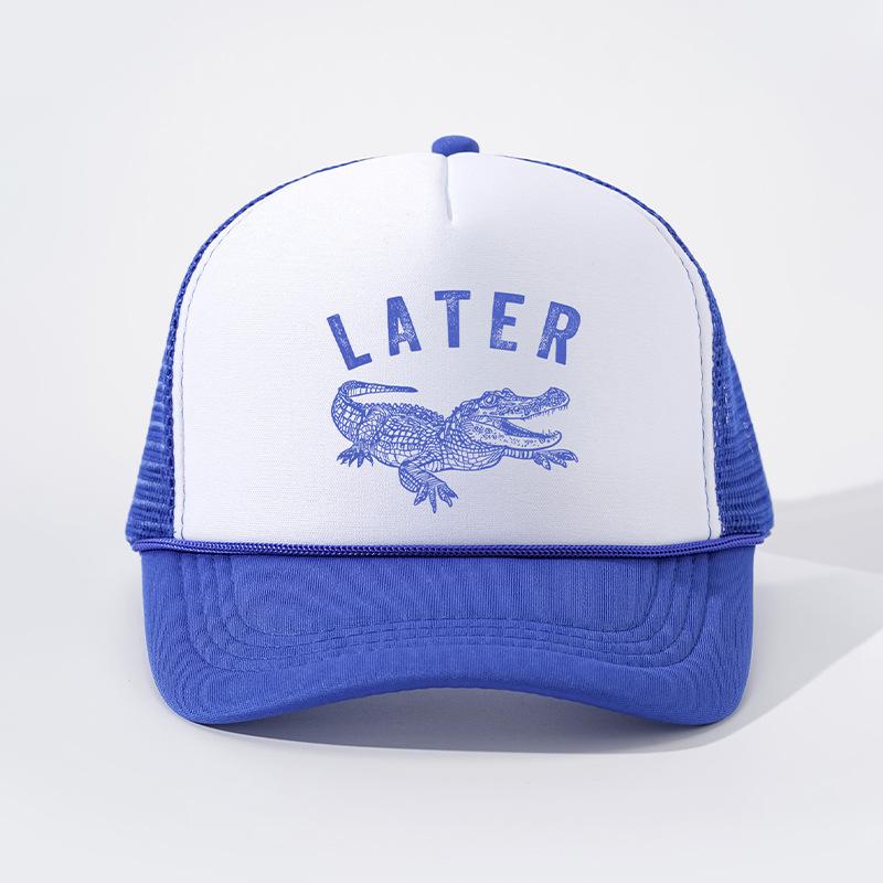 Crocodile Mesh Cap For Men And Women, Summer Outdoor Baseball Cap, Fashionable, Adjustable, Breathable, Snap Cap, Hunting