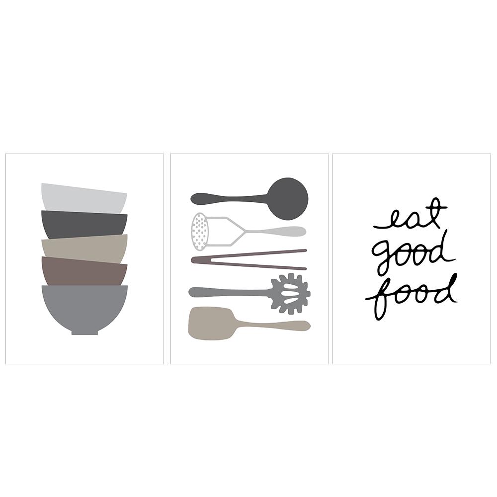 Cartoon Kitchen Utensils Quotes Nordic Poster Wall Art Canvas Painting