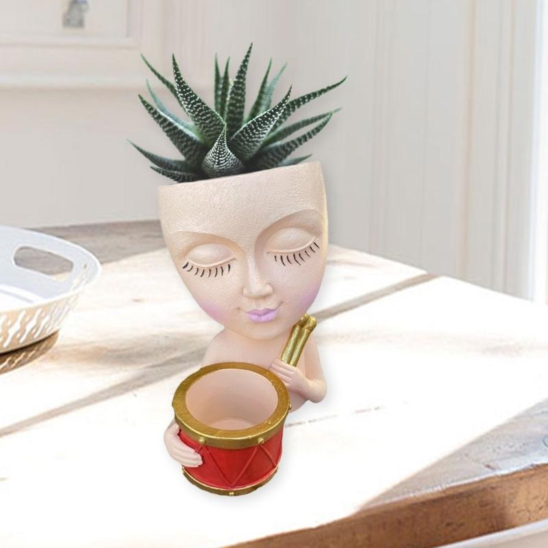 Durable Silicone Mold Silicone Casting Mould Human with Drum Shaped Silicone Craft Molds for DIY Making Resin Flowerpot